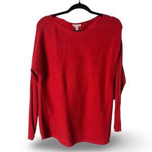 EILEEN FISHER – Women’s Ribbed Boatneck Sweater red silk blend – Sz. PM